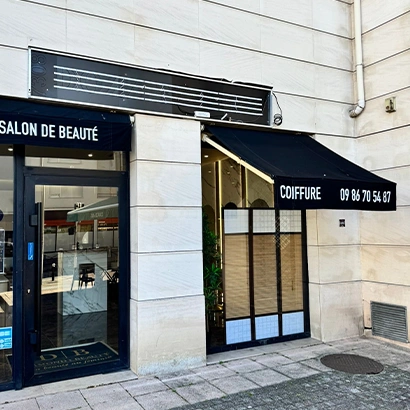 store banne noir salon de coiffure installation pro